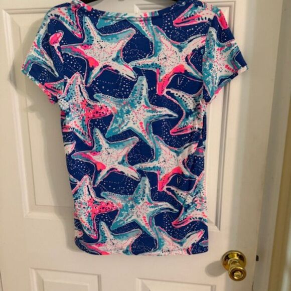 Lilly Pulitzer Indigo "Starstruck" Dori Tee Shirt Top Sz M - Picture 3 of 3